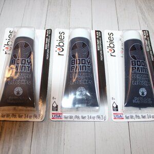 3 Packages - Black Body Paint Halloween Stage Make-Up by Rubie's 3.4 oz each NEW